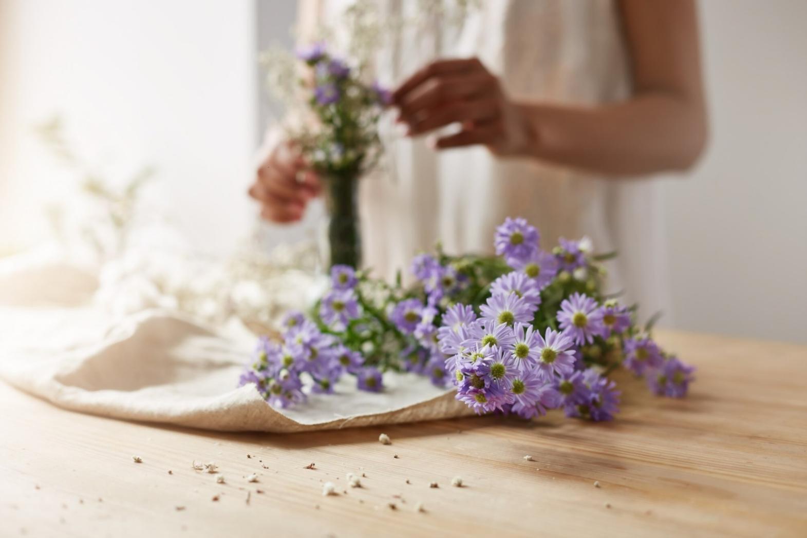 Floral arrangement demonstration showcasing professional technique