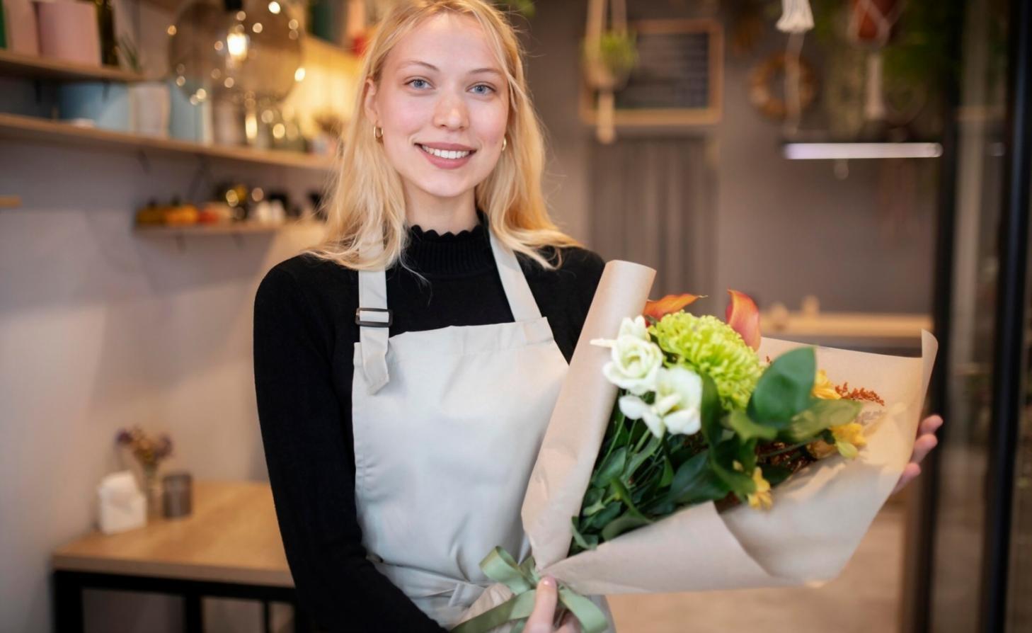 Fresh flower arrangement demonstration